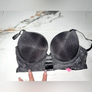 Sparkly black push-up bra
